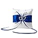 NIERBO Oreiller Anneau Coussin pour Bague Coussin de Bague avec Ruban avec Décoration de Strass de Double Cœur Porte-Bague en Satin (10 * 10cm) - Bleu
