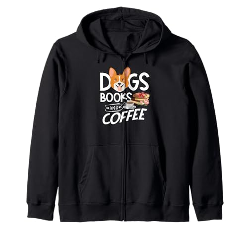 Perros Libros Y Café Café Divertido Perro Y Lectura Amante Sudadera con Capucha