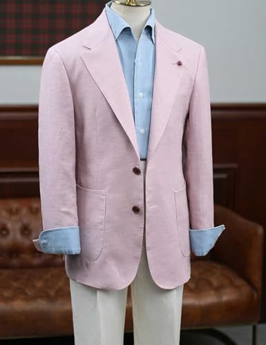 Men's Casual Linen Blazer Jacket Single Breasted Lightweight Sport Coat Notch Lapel Wedding Tuxedo2