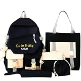 Kit Mochila Escolar Juvenil Com 5 Itens Chaveiro Ursinho (Preto)