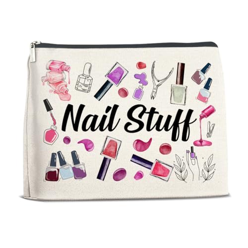 Nail Stuff Zipper Makeup Bag Cosmetic Pouch Gift for Women Girls Manicurist Nail Tech Travel Storage Bag