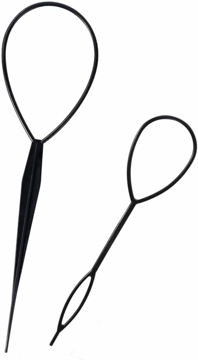 Sularpek Tail Hair Tool, 2pcs Durable Hair Looping Tool, Tail French Braid Loop Tool, Fashion Hair Braiding Tool for Making Women and Girls Hairstyle(Black)