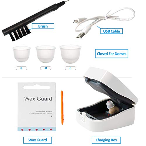 TKING Rechargeable Hearing Amplifier for Adults, Invisible in Ear Canal, Digital Noise Reduction Feedback Cancelling,Aid and Assist Hearing (for Left Ear)