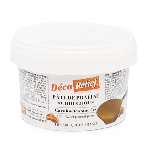 Déco Relief - Pâte de Praliné Chouchou Cacahuètes 200 g - Ingrédient Professionnel pour Pâtisseries, Desserts, Macarons, Entremets, Cakes, Glaces,...
