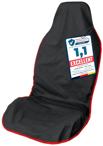 LIONSTRONG® Funda para asiento delantero de coche, universal, compatible, impermeable, para taller (poliéster, rojo)