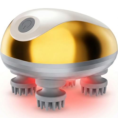 Dr. Excel Electric Scalp Massager (1 Year Warranty) with 3 Speed Modes, 360° Rotation, 2-Hour Runtime, Rechargeable & Portable Handheld Design with Detachable Heads