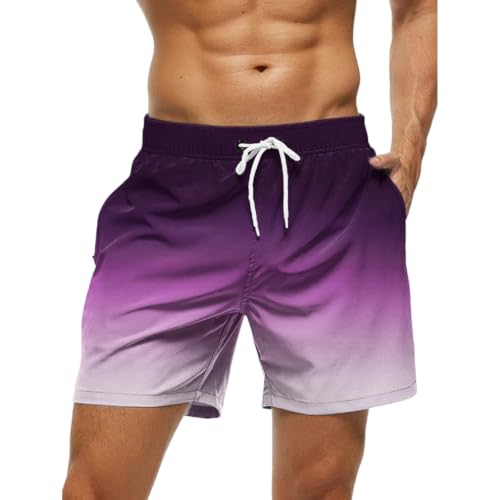Summer swim trunks gradient color block à impression 3D moderne - 5