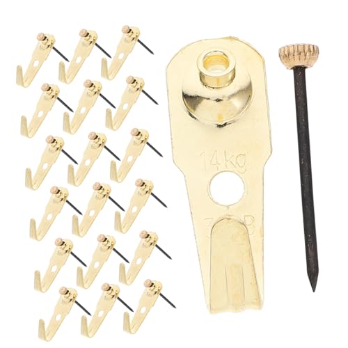 Image of Tofficu German Copper Head Nails 30 Sets Iron Hooks Wall Hangers for Framing Picture Frame Hangers Strong Load-Bearing Easy Install