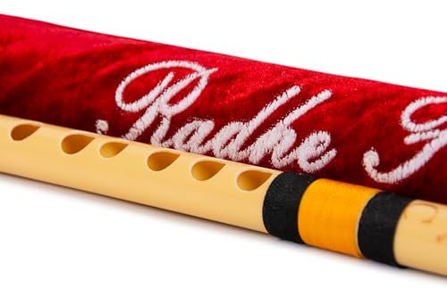 Image of Radhe Flutes | C Natural Right Handed Higher Bansuri | Black & Orange| Tuned With Tanpura A=440Hz | PVC Flute + Velvet Cover + Hindi & English Flute Lessons