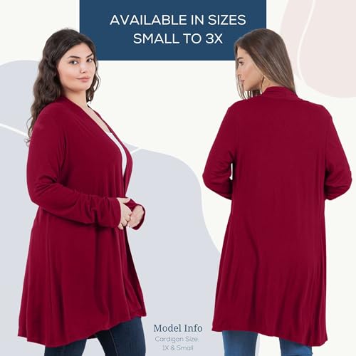 Image of Azules Long Sleeve Womens Cardigan, Flowy Longer Rayon Sweater Lightweight Cardigan for Casual or Dressy Outfits