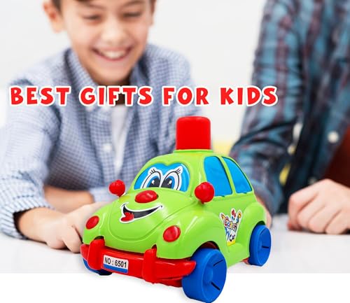 Image of ToyBharat Push N Go Cartoon Car - Fun Multicolour Toy for Kids 1-6 Years, Safe, Durable & Gift-Ready