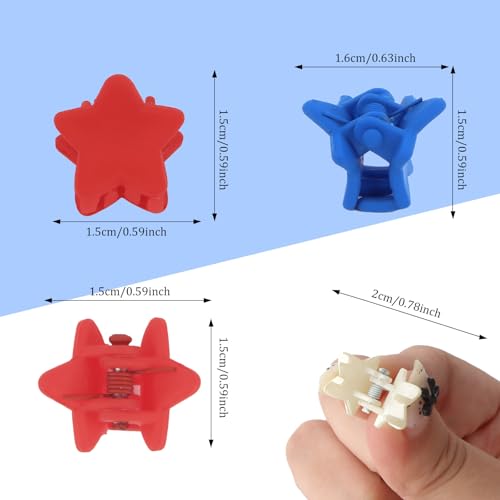 YISSION 60 Pack Mini Pinzas Star para cabello trenzas rojo blanco azul miniatura 2