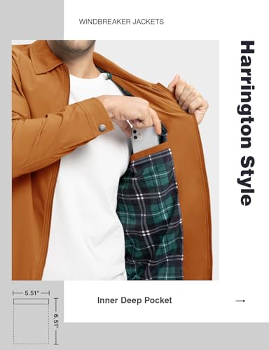 Image of TBMPOY Mens Lightweight Jackets Light Windbreaker Full Zip Casual Work Jacket Golf Business Fall Track Coat with Pockets