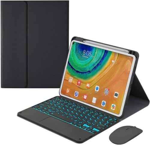 TSATAULE Keyboard Case for Huawei Matepad 11.5S/11.5/Air 11.5 with Touchpad, Detachable Backlit Keyboard Slim Leather Cover with Pencil Holder,Black