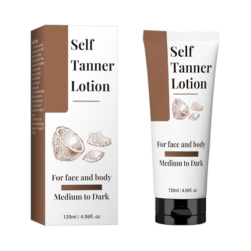 Self Tanner - Natural & Organic Ingredients, Moisturizing Self Tanning Lotion with Aloe Vera & Coconut for a Natural Glow, Streak-Free Fake Tan, Medium to Dark