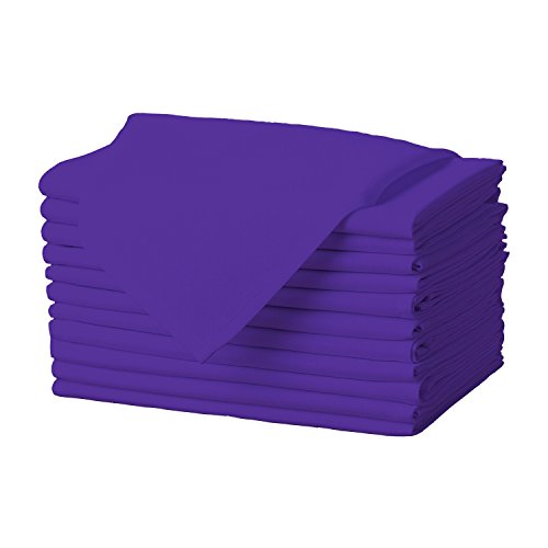 Gee Di Moda Cloth Napkins - 17 x 17 Inch Purple Dinner Napkins - Set of 12 Soft & Absorbent Washable Fabric Cloth Table Napkins with Hemmed Edges for Hotel Restaurant, Holiday Parties & Wedding