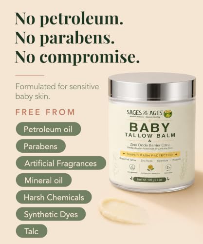 Image of Baby Diaper Balm for Rash Protection with Grass-Fed Tallow & Zinc Oxide