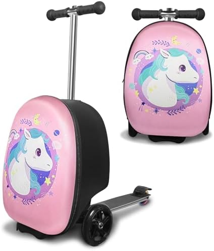 ALVOD 2-in-1 Scooter Suitcase, Foldable & Lightweight Scooter Lug...