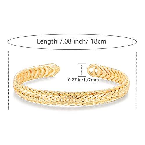 Ykkzart Cuff Bracelets For Women 14K Gold Plated Dainty Cuff Bracelets Chunky Weave Braided Twisted Bangles Open Cuff Bracelets Simple Jewelry Gifts #TOP3