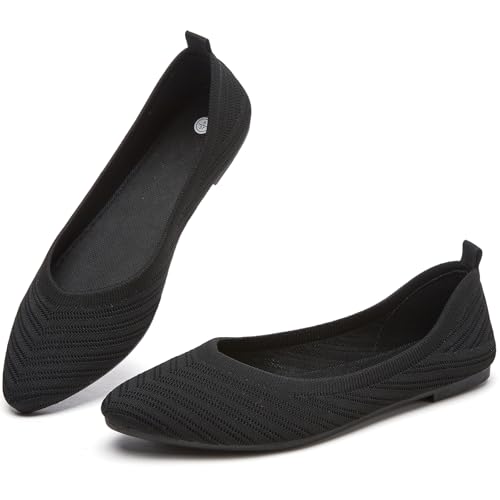 Iarus Women's Flat Shoes Comfortable Ballet Flat Fashion Dress Shoes Pointed Toe Mesh Knit Portable Lazy Casul Shoes Office Commuting Black US8.5 by Iarus - Used condition - US$21.36