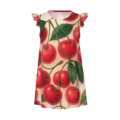 Augenstern Flutter Sleeve Nightgown Pajama Gown Cherry Pattern Easy Pull-On Sleepwear Nightdress