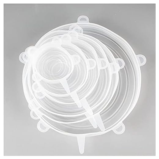 NC Seal Stretch Silicone Cling Film six-Piece Set of Silicone Bowl Cover Food Grade 6 Pieces of Square Silicone Preservation Cover Transparent (no Smiley face)