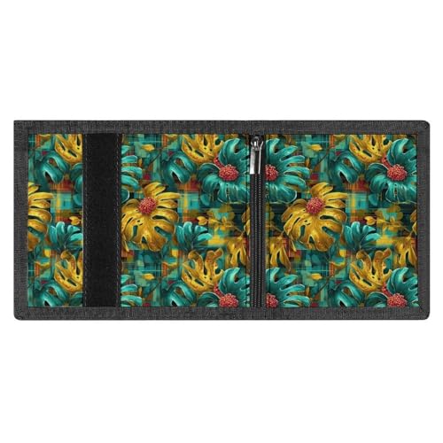 Tropical Colorful Leaves Print Wallet for Men, 8 Credit Card Holder Slim Minimalist Front Pocket Small Mens Bifold Wallets3