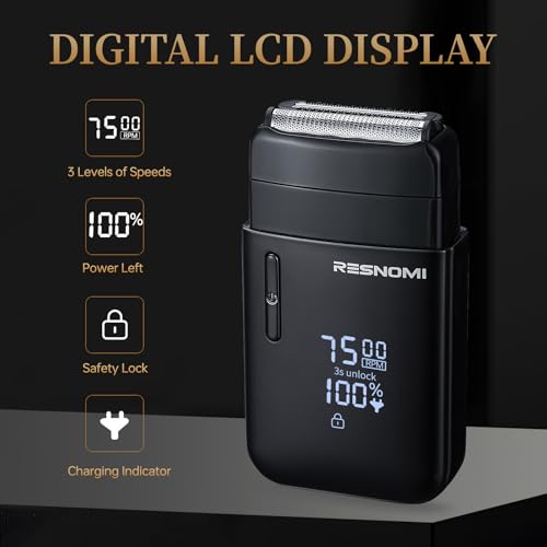 Image of Electric Foil Shavers for Men, Electric Razor for Men Face - 2 Floating Blades, IPX7 Waterproof, 3 Adjustable Gears, LCD Display, Type-C Rechargeable,Wet /Dry Foil Shaver for Travel & Home, Matte Black