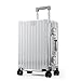 ALPHA CAMP Koffer Größe M Reisekoffer Leicht Hartschalenkoffer Polycarbonat 37L Luggage Suitcase mit Rollen TSA Schloss & Aluminium Rahmen Handgepäck 37 * 22 * 55.5cm Silber
