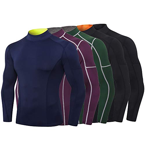 Ajcoflt Camiseta masculina de manga comprida de compressão de secagem rápida Camiseta esportiva elás