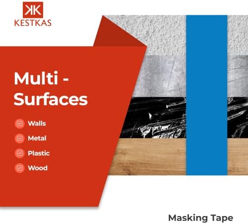 Masking Tape Coulored for Painting and Decorating 25 mmm x 25 m KESTKAS - 6 Rollers - Sharp Lines and Edging - Craft - DIY - Indoor - Multi Surface