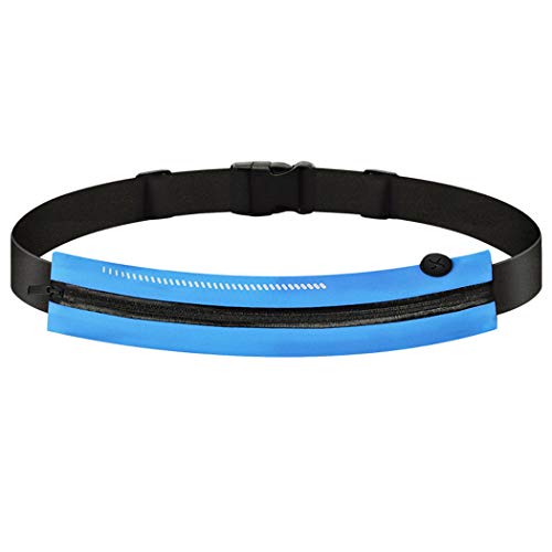 GothicBride riñonera Running Deportiva Impermeable Bolsillos con Cierre Cremallera Tiras Reflectante (Azul)