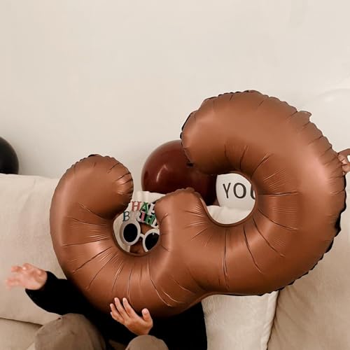 Image of Dark Brown Number Balloon 40 Inch, Coffee Brown 0 Number Balloons, 10 20 30 40 50 Numbers Balloon Chocolate Brown Birthday Decorations Party Supplies for Women Men