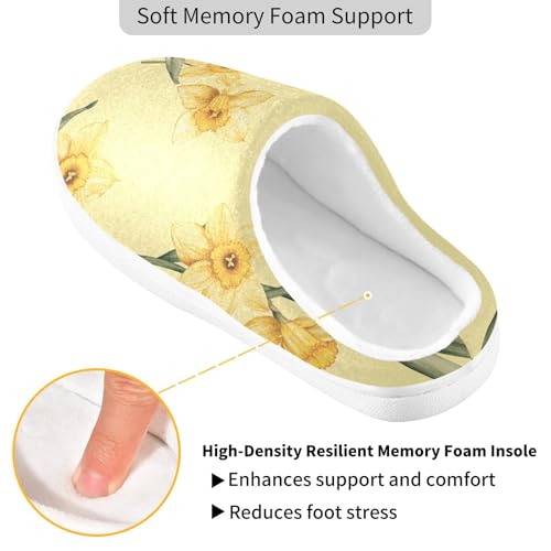 JUNZAN Rustic Daffodil Yellow Women Home Cotton Slippers Lightweight Memory Foam Mens Slippers for Outdoor Birthday Presents 6-72