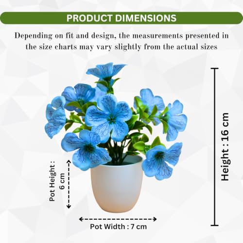 Image of fancymart Artificial Real Touch Flower Plant with Pot (Pack of 2), 16 cm Height, Decorative Faux Floral Plant for Home, Office, Living Room, Bedroom, Table & Shelf Decor
