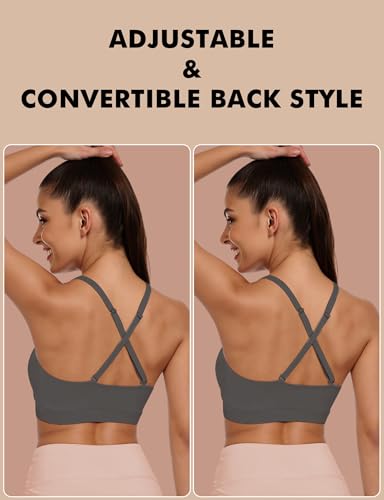 Image of Buauty Sports Bra for Women, U Neck Adjustable Spaghetti Strap Workout Bra with Removable Cups for Yoga Pilates Gym