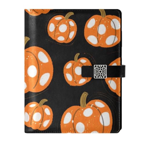Carnet de notes ligné en cuir haut de gamme à motif citrouille noire