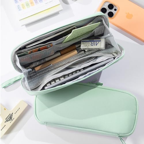 Image of Rolin Roly Multi-function Pencil Case Pencil Box Large Capacity Pen Case Holder for Women Pen Bag Organizer with Zipper (green)