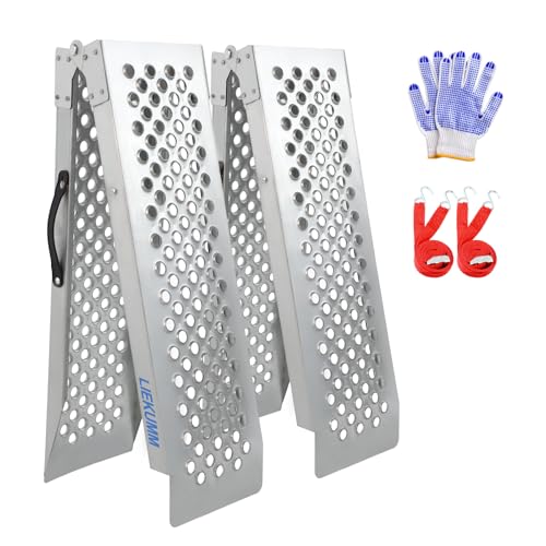 LIEKUMM 2 x Folding Motorcycle Ramp, 600 kg Load Capacity Mobility Scooter Ramps, 150 x 23cm Loading Ramps for Van, Motorbike Ramp for ATV, UTV, Truck, Quad, E-Bikes, Lawn Mower