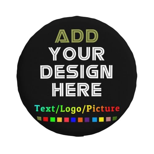 Image of Custom Spare Tire Cover Personalized Tire Covers Add Your Own Design Logo Picture Customize Wheel Cover Universal Size 14-17 in Fit for Jeep Trailer Camper RV Wheel Covers, Black