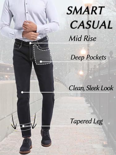 Mens Super Soft Fleece Lined Jeans Taper Slim Stretchy Thermal Jeans for Winter2