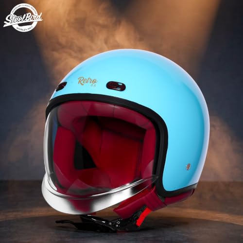 Image of Steelbird SBH-67 Retro 5.0 DOT and ISI Certified Open Face Helmet for Men and Women