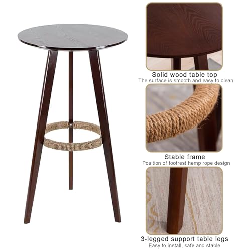 Mesa alta para exteriores e interiores de madera rústica que soluciona la escasez de espacio útil 5