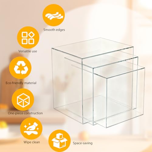 Buffet Riser Acryl Ständer, 6 Stück Display Riser Stand mit Hohlen Böden, Buffet Erhöhungen Acryl Buffet Riser für im buffet, Hochzeit, Warteschlange, Familienfeier, Geburtstag Party (Transparent)