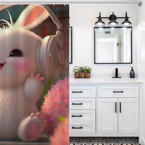 Rideau de douche anti éclaboussures lapin lavable en machine