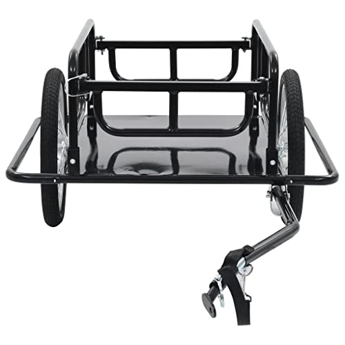 Vidaxl Trailer, Foldable Bike Cargo Trailer With A Quick-Release Hitch, Storage Bike Trailer With Wheels And Reflectors, Steel Black #TOP3