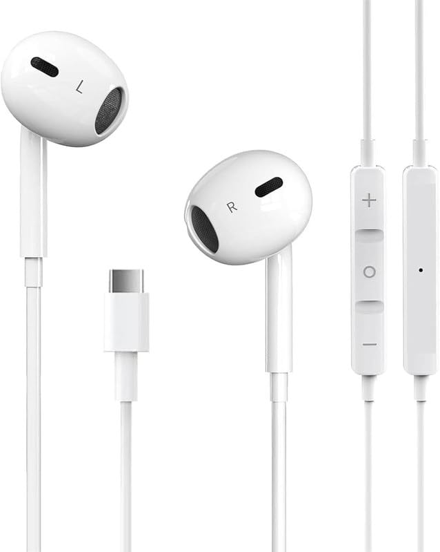 Image of Type C Headphones Compatible with iPhone 17 /16 /15 Pro Max, USB C Earbuds with Mic & Volume Control for Samsung S22 Ultra, Pixel 7