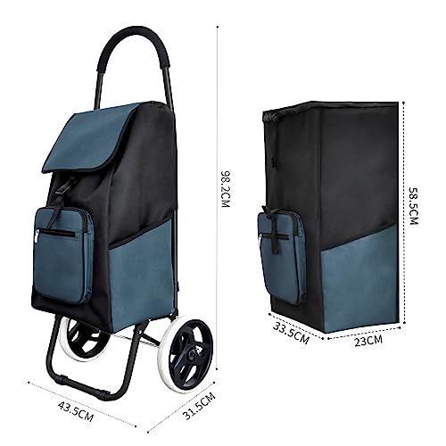 Allyson® Einkaufstrolley klappbar, Einkaufswagen mit 45L Kapazität und Abnehmbarer Tasche,...