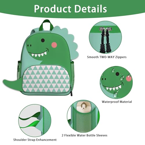 Image of Dinosaur Toddler Backpack for Little Kids Water Resistance Kindergarten Preschool Bags Children Schoolbag Cute 3D Animal Cartoon Backpacks Gifts for Baby Boys Girls