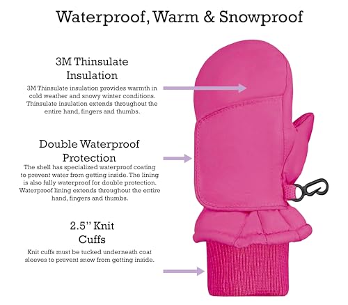 Image of N'Ice Caps Kids Waterproof Snow Mittens Cold Weather Thinsulate Insulated
